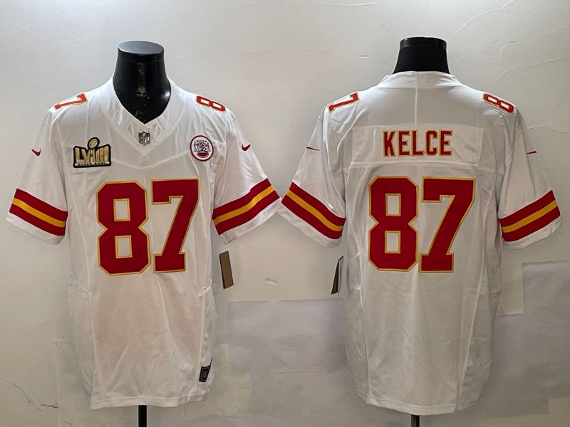 Men Kansas City Chiefs 87 Kelce White Three generations 2025 Nike Vapor Limited NFL Jersey style 4